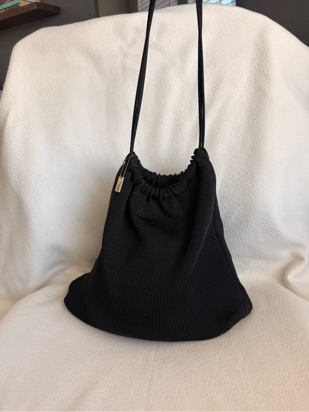 The Sak Black Knit Drawstring Shoulder Bag